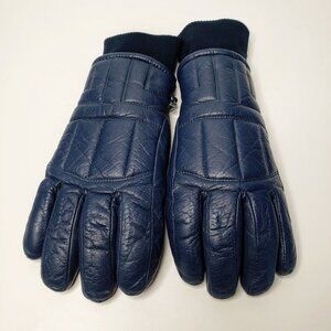 Saranac Blue Leather Padded Winter Gloves